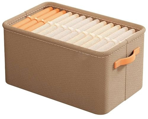 Bosiyrggrl Multi-Functional Closet Organizer,Steel Ring Storage Box, Fabric Folding Bedroom Wardrobe Clothes Storage Box A