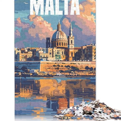 Puzzle für Malta, 1000-teiliges Puzzle für Erwachsene, Holzpuzzle für Erwachsene und zum Stressabbau, 1000 Teile (75 x 50 cm)