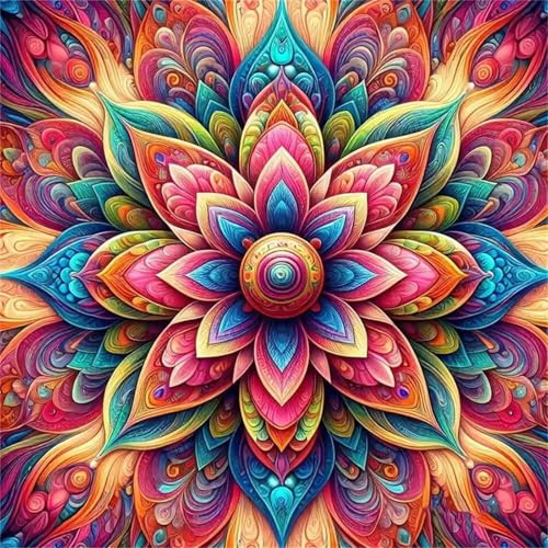 Puzzle 1000 Teile Erwachsene Rosa-Blaues Mandala,Klassische Jigsaw Puzzles 65x65 cm,Geschicklichkeitsspiel für die Ganze Familie, Puzzle Farbenfrohes Legespiel Home Dekoration