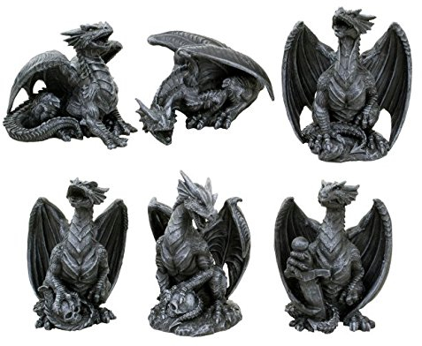 Unbekannt 6er Set Drachen Figuren Gothic Fantasy Deko Drache Dragon