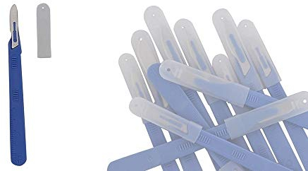10x Einweg-Skalpell Klinge Figur 10, Kosmetex Einmal Skalpelle, mit Schutz-kappe, einzeln steril verpackt, Figur 10