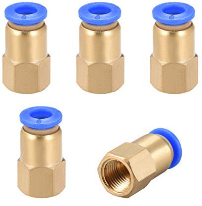 sourcing map Push to Connect Tube Fitting Adapter 6mm Tube OD x G1/8 Female Straight Pneumatic Connecter Connect Pipe Fitting 5pcs