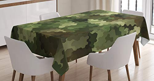 ABAKUHAUS Camo Tischdecke, Glas-Effekt-Zusammenfassung, Für den Inn und Outdoor Bereich geeignet Waschbar Druck Klar Kein Verblassen, 140 x 240 cm, Grün