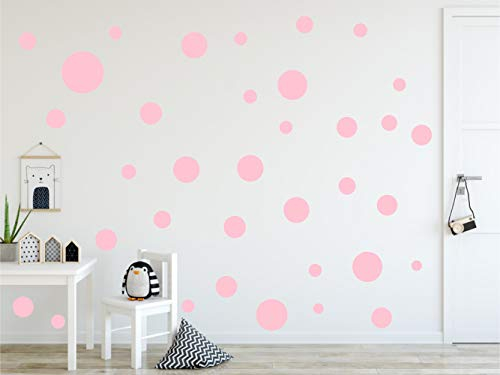 Timalo® XL Aufkleber Punkte Wandtattoo Kinderzimmer bunte große Kreise Pastell Uni Matt Wandsticker | 73081-puderrosa-120