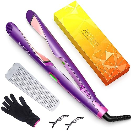 ANGENIL 2-IN-1 Glätteisen und Lockenstab 130-240 ℃ Professional Flat Iron Curling Iro 100V-220V Dual Voltage Haarglätter Adjustable Locken und Glätten LCD for Multi-Styler Curl Wave Straighten