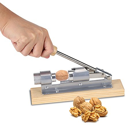 GOTOTOP metal nut cracker tool Heavy Duty Nutcracker Nutcrackers Pecan Walnut Plier Opener Tool Desktop Wood Base & Handle, Non Slip Grip, 20 * 5 cm