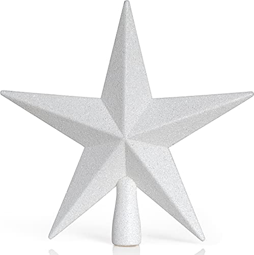 Ornativity Glitzer-Stern-Baumspitze – Weihnachtsdekoration, Bethlehem-Stern-Ornament (weiß)