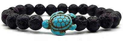 KARDINAL WEIST Lava Perlenarmband mit Howlith Schildkröten Perle, Surfer-Armband für Damen und Herren, Yoga - Aroma Diffusor Armband