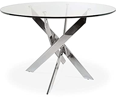 INTENSE DECO Table Ronde en Verre et Pied chromé Sofia