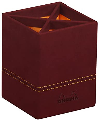 Rhodia 194526C - Stifteköcher 8x11 cm, elegant aus Kunstleder, ideal für Stifte, Pinsel & Kugelschreiber, 1 Stück, Weinrot