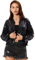 Allegra K Damen Glitzer Jacke Bomberjacke Pailletten Bomber Jacke Langarm Party Club Metallic Sequin Jacken Schwarzer Regenbogen M