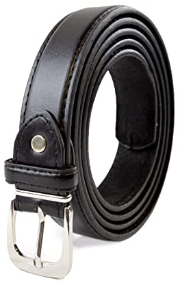 Woodland Leathers Mens Leather Lined Belt 1” Wide, Scratch-Resistant Buckle, Adjustable Fit Black, White, Brown Belt for Men