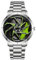Gosasa Herren-Rennuhren, drehbar, Auto, Felge, Radnabe, Design, Sportuhren, Edelstahl, wasserdichte Uhr, Silberfarben, Grün, Sportmode