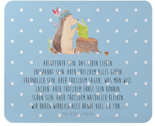 Mr. & Mrs. Panda Mauspad Igel Federschmuck - Geschenk, Computer Mousepad, mousematte, Mausunterlage, Lagerfeuer, mausteppich, Abenteuer, Camping, Tiere, Indianer