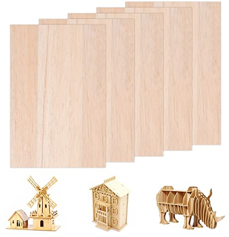 5 Piezas Hojas Madera Balsa, Finas Balsa Tablero Placa sin Terminar, Plancha Astillas de Madera de Balsa para Bricolaje Manualidades Aviónes Casa Barco Modelo Proyectos 2mmx300mmx200mm