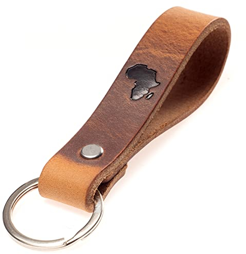 ELBERCRAFT® Schlüsselanhänger Leder AFRIKA der Schlüssel Organizer für deine Schlüsseltasche keychain made in Germany braun Gravur schwarz
