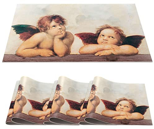 Platzset Tischset abwaschbar PVC Platzdeckchen rutschfest Tischuntersetzer Hitzebeständig Esstisch Deko für drinnen & draußen 30x45cm Raphael Engel 6-er Set