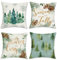 Bonhause 4er Set Kissenbezüge Winter Kiefer 45 x 45 cm Doppelseitig Polyester Leinen Dekorative Kissenhülle Zierkissenbezüge für Sofa Schlafzimmer Zuhause Winter Dekoration