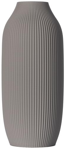 Blumenvase/Dekovase Stella M 22,5 cm Hellgrau für Schnitt-/ Trockenblumen | nachhaltig | wasserdicht | Pampasgras