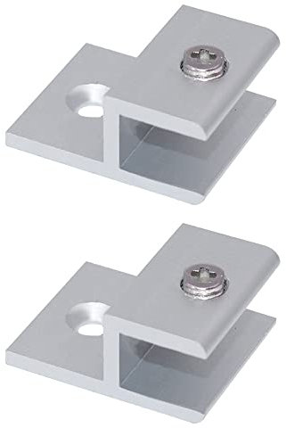2 abrazaderas de vidrio en forma de H con brazos de sujeción gruesos, aleación de aluminio, clips de espejo montados en la pared (7-9 mm)
