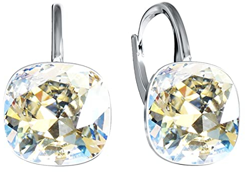 Damen Hängen Ohrringe Silber 925 mit Marken Kristalle Zirkonia - Schmuck Echt Silberne Hängende Ohrhanger für Frauen und Mädchen - Hängeohrringe Ideal Geschenk (moonlight)