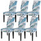 papasgix Stuhlhussen 6er Set,Stretch Stuhlbezug Stuhlüberzug Elastische Abnehmbar Waschbar Spannbezug für Esszimmerstühle Schwingstuhl Bezug Küche Bankette Partys Deko(Hellblaue Blätter,6 Stück)