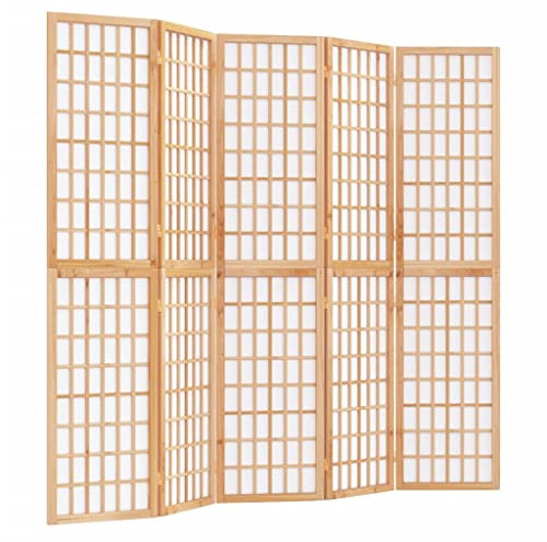 5 teilig Paravent Faltbarer, Raumteiler Spanische Wand mit Streben aus Holz, Sichtschutz Raumtrenner Trennwand Stellwand Sichtschutzwand Home Office Deko, 200x170 cm