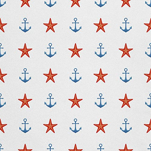 HEKO PANELS Stoff Oxford Wasserdichte Meterware Canvas-Stoff Polyester Stoff Zum Nähen Nähstoffe Dekostoffe Wasserabweisend Blickdicht Anker Sterne 5 Meter 155 x 500 cm