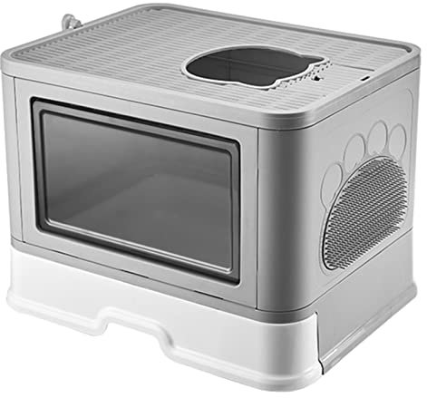 Baiyun Bac à litière pour chat avec couvercle et pelle, armoire à litière, design de tiroir, multifonction et confortable, accessoire pour chat, 51 x 40 x 37 cm (gris, modèle 1)