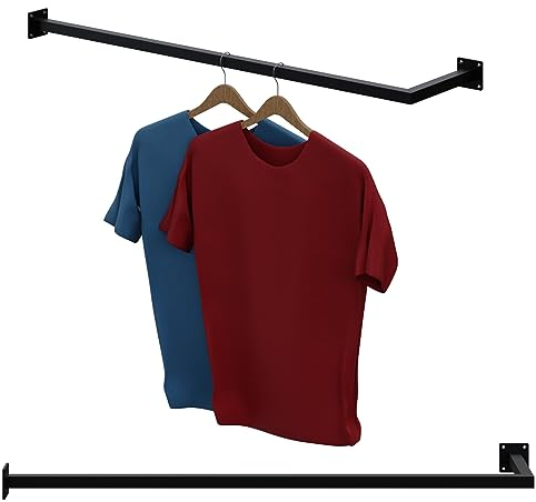 Garderobenstange Kleiderstange Garderobe Halter Kleiderständer Metall Schwarz Ecke 110x30cm