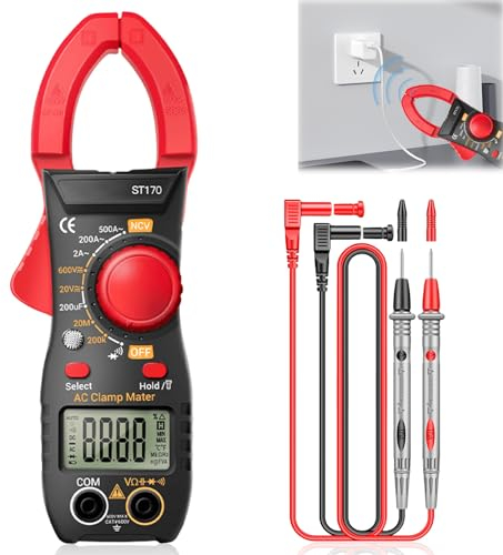 Leikurvo Pinza elettrica 6000 Counts 500 A AC/DC, apertura massima 30 mm, misuratore di corrente, multimetro a pinza, misura tensione, capacità di passaggio