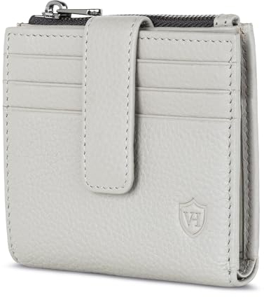 VON HEESEN Leder Kartenetui Geldbörse mit RFID-Schutz - Portemonnaie für Herren & Damen aus echtem Leder - Kartenhalter mit Münzfach - Geldbeutel für Männer und Frauen in Grau