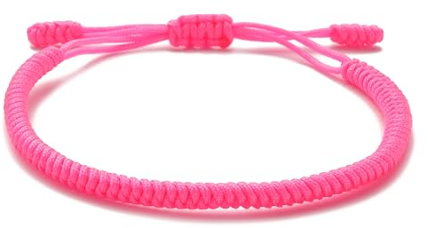 LUCKY BUDDHIST - Glücksarmband + Anhänger/Halskette! Für Teen Männer Frauen - Geflochtene Freundschaftsarmbänder - Mit Liebe handgefertigt - Tibet Stil - Einstellbares Handgelenk Armband (Rosa)