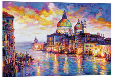 Posterlounge Canale Grande und Basilika, Venedig Acrylglasbild von Leon Devenice 130 x 90 cm Bunt Pop Art Wanddeko