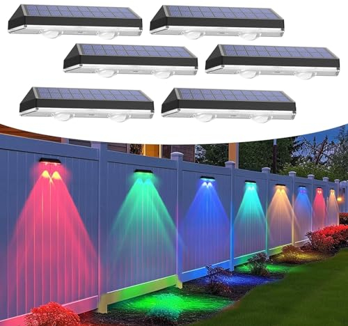 Liyade Solarleuchten für Außen, 6 Stück, 8 Modi Solar Wandleuchten, Dekorative Solarlampen für Garten, Zaun, Wand, Hinterhof, Veranda, Deck, Patio, Geländer