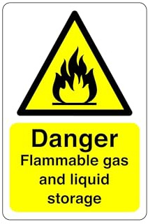 Danger Flammable gas storage sign - 1.2mm Rigid plastic for indoor/outdoor usage (150mm x 100mm) Viewing Distance within 3m.