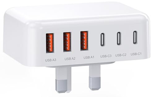 USB C Plug Fast Charge, 100W Multi Fast Charger Plug UK PD Power Adapter + USB A Wall Plug for iPhone 16 15 14 13 12 Pro Max XR XS 8 Plus, iPad,Samsung