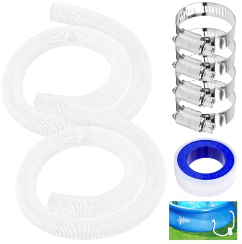 Tuyau de Rechange pour Piscine, Lot de 2 Tuyau Piscine 32mm, Tuyaux de Rechange pour Piscine 1M de Long, Remplacement de Piscine avec 4 Colliers de Serrage en Métal