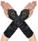 Cleminsta Lange Damen Satinhandschuhe - 1 Paar Handschuhe Satin, Abendkleid Damen Elegante Klassische Abendhandschuhe im 1920er Stil für Oper, Halloween, Karneval und Hochzeiten (Schwarz, 36cm)