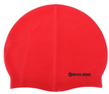 Endless EL1019 Classic Comfortable Plain Silicon Swimming Cap | Fully Elastic Waterproof Swimming Cap for Long and Short Hair with Thicker Edge | for Adults, Women and Men| Color:Red| Size: Free Size