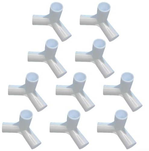 10 Stück Zeltstangen-T-Verbindungsstück, Haustierbett-Stange, feste Gelenke, 3-Wege-Verbinder, Kunststoff-Rohrverbinder, Ellenbogen, rechtwinklig, T-Eckverbinder für Camping-Zelt (120-Grad-T-Stück)