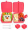 astor24 PREMIUM 2 x Set Bento-Box | 1,4 L | Brotdose Kinder mit Fächer BPA Frei | Auslaufsicher Lunchbox Brotbox für Mädchen & Jungen, Jausenbox mit Besteck für Schule (2 x Rot)