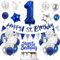 1. Geburtstag Deko Nacht Blau, Luftballon Deko 1. Geburtstag Frau Mann, Geburtstagsdeko 1 Jahr, Folienballon 1, Nacht Blau Silber Weiß Luftballons 1 Jahr mit Banner Topper für Party Dekoration