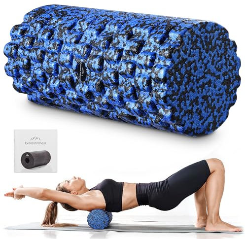 EVEREST FITNESS Rouleau de Massage Musculaire - Rouleau Massage Dos Jambe Fascia et Triggerpoint pour Sport Fitness Pilates Yoga Musculation - Bodyroller Automassage Pilate