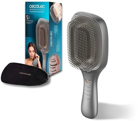 Cecotec Reparatur-Haarbürste HairCare Revitalize Aluminum, 7 Modi | Vier Verschiedene Betriebsmodi, Hochfrequenz-Vibrationsmassage, 2 Millionen Negative Ionen, EMS-Mikrostrom-Technologie