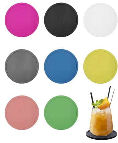 LOZTBUE 8 Stück Anti-Rutsch-Silikon-Untersetzer, runde Untersetzer, Silikon-Untersetzer, rutschfeste Silikon-Untersetzer, Anti-Rutsch-Untersetzer für Heim- und Outdoor-Getränkematten