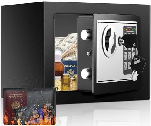 Mini Safe Tresor für Zuhause, MöBeltresor Klein mit Feuerfest Wasserdicht Geldtasche, Kleiner Tresor Sicherheitssafe mit Zahlenschloss,Tresore Kinder Wandtresor für Geld Medikamente Schmuck