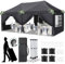 Bonnlo Faltpavillon 3X6, Partyzelt mit Laufradtasche, Stabil Wasserdicht Winterfest, Faltbar Pavillon mit 6 Seitenwänden und 1 Dach & 4 Sandsäcke, Anti-UV für Hochzeiten, Freien, Dunkelgrau