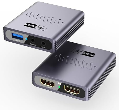 JMT USB 3.0 Video Capture Card 4K HD 60Hz Display Kamera Live Recording Grabber Kompatibel mit HDMI PS4 OBS Spiel