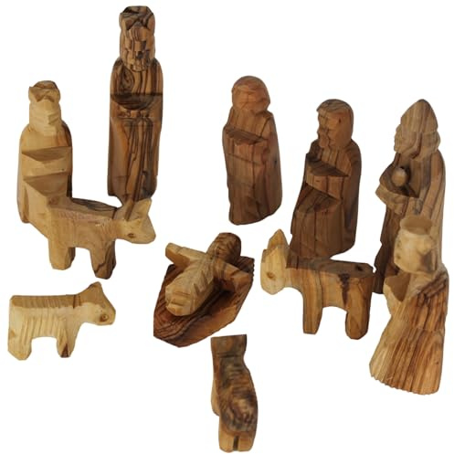 Holy Land Market Olive Wood Children's Nativity Set, 12 Piece, 4 in Figures